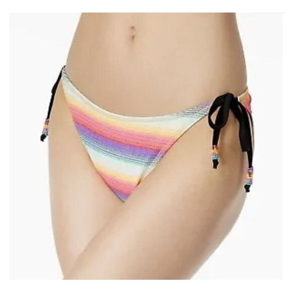NWT California Waves String Bikini Bottoms Small Jrs Multicolor Beaded Side Ties - Picture 2 of 16